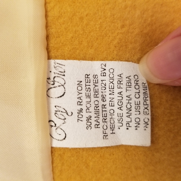 Women's peplum coat, mustard color, size M - Picture 4 of 5